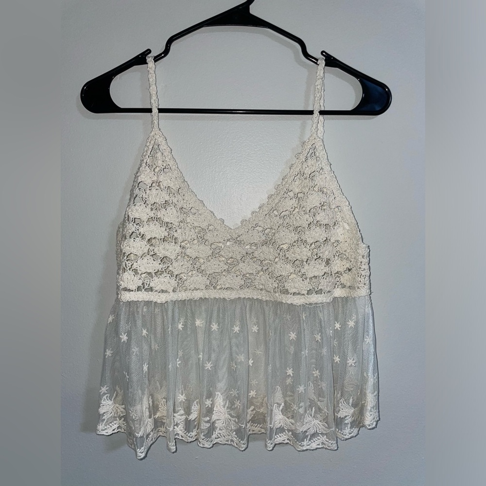 Love Tree Happens Lace See Through Tank Top Crop Top Medium